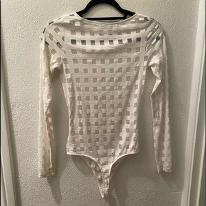Bodysuit Longsleeve with sheer square pattern